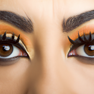 A close up of a pair of eyes with a dramatic winged liner.