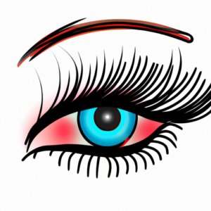 Brightly colored eye with long, lush lashes.